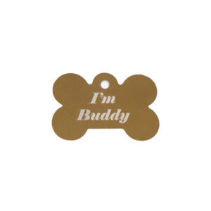 Bone Shaped Metal Pet Name Tag Bronze -1