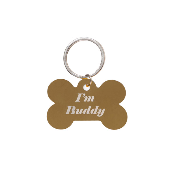 Bone Shaped Metal Pet Name Tag Bronze