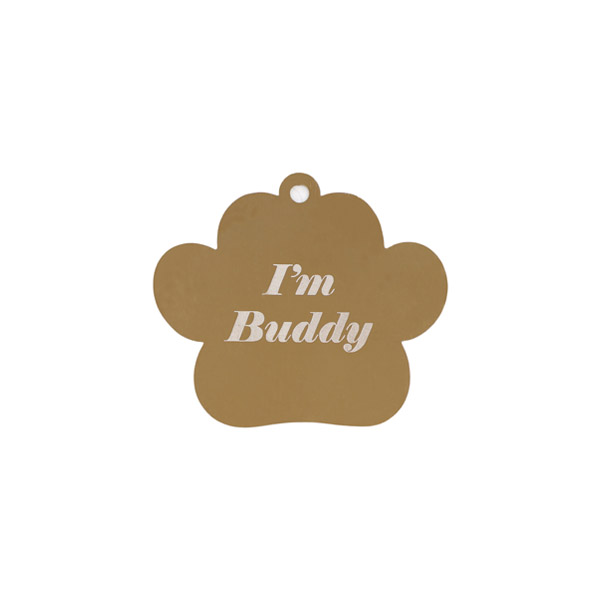 Paw Shaped Metal Pet Name Tag Bronze -1